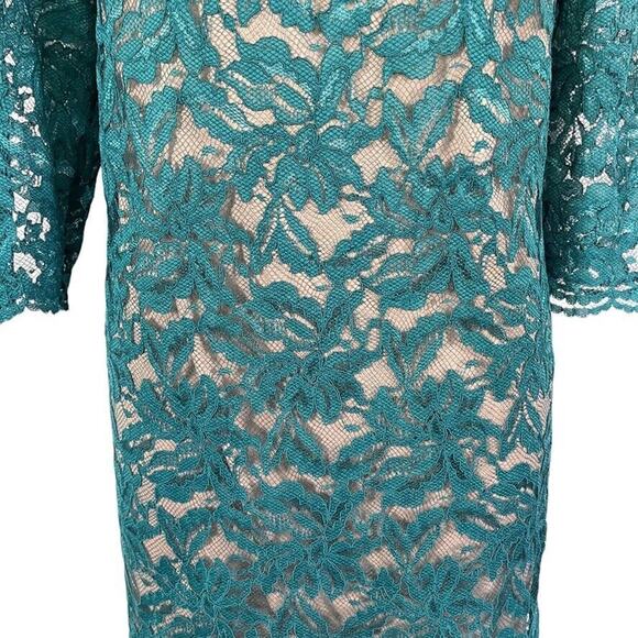 Jessica Howard Womens Teal Lace Sheath Nude Lined Cocktail Party Dress sz 12 - Picture 6 of 16